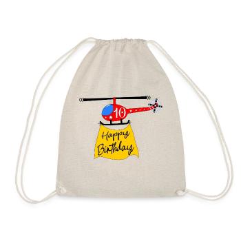 Hubschrauber Happy Birthday 10 - Turnbeutel - Natur - Vorne