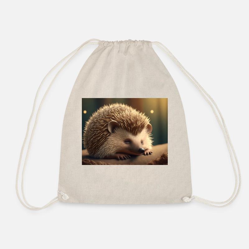 Cute animals doing hibernation – hedgehog - Drawstring Bag - nature