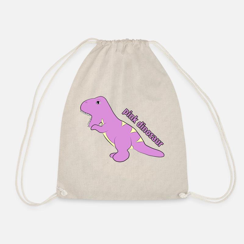 Pink Dinosaur - Drawstring Bag - nature