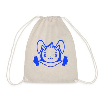 Bunny Bodybuilder Gym Muscles Strong Fitness Weight - Drawstring Bag - nature - Front