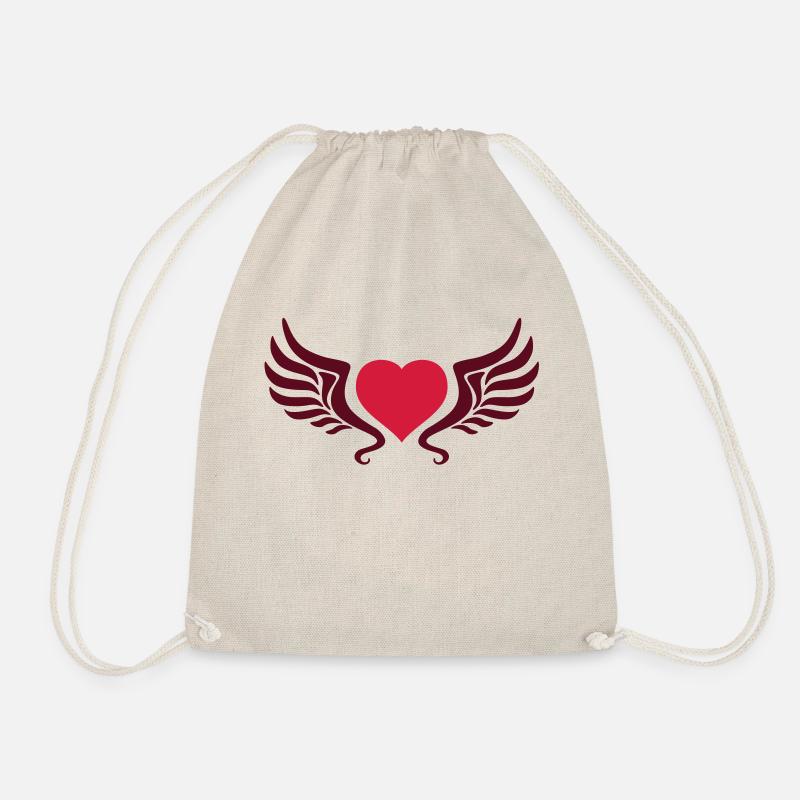 tribal_heart_wings_2c - Drawstring Bag - nature