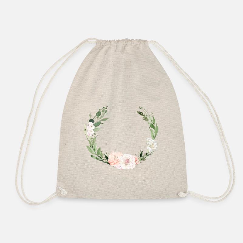 Blumenkranz personalisierbar - Turnbeutel - Natur