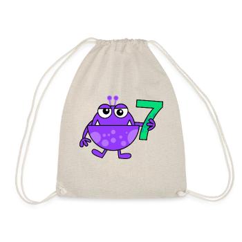 Funny Purple Cartoon Number Seven Monster - Drawstring Bag - nature - Front