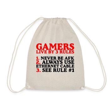 Gamers Live By 3 Rules, Never Be Afk,... 2 - Drawstring Bag - nature - Front