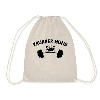 Hund auf krummer Lanhantel - Turnbeutel - Natur - Vorne