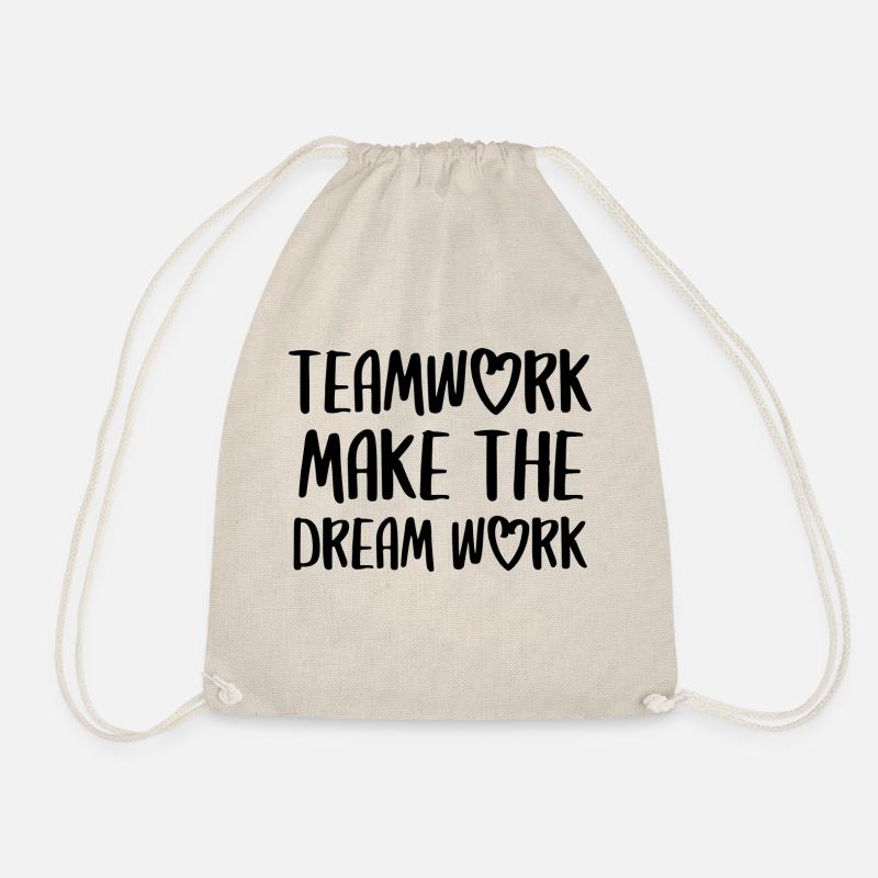 teamwork dream work Teamgeist Team Spruch - Turnbeutel - Natur