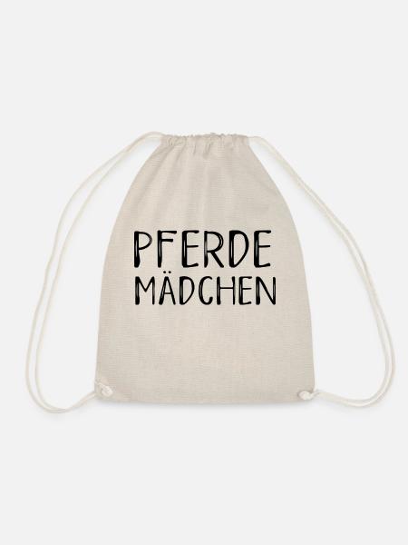 Pferdemädchen Pferd Mädchen Kinder Schrift - Turnbeutel - Natur
