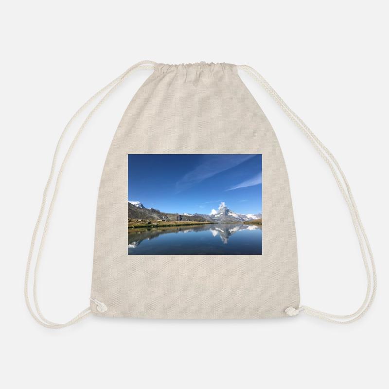 Breithorn und Matterhorn mit See im Hintergrund - Turnbeutel - Natur