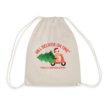 Sloth Will Deliver Christmas Tree On Time - Drawstring Bag - nature - Front