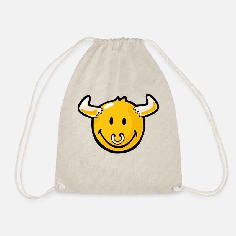 Smiley Bull - Drawstring Bag - nature