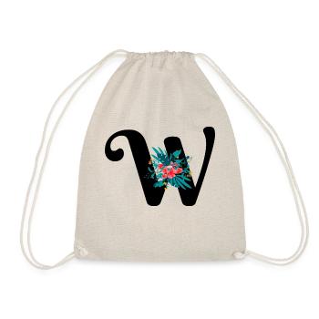 letter W flowered - Drawstring Bag - nature - Front