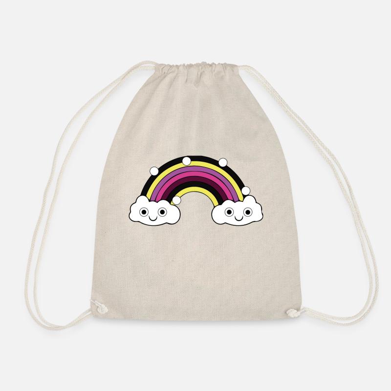Summer Rainbow and Laughing Cloud - Drawstring Bag - nature