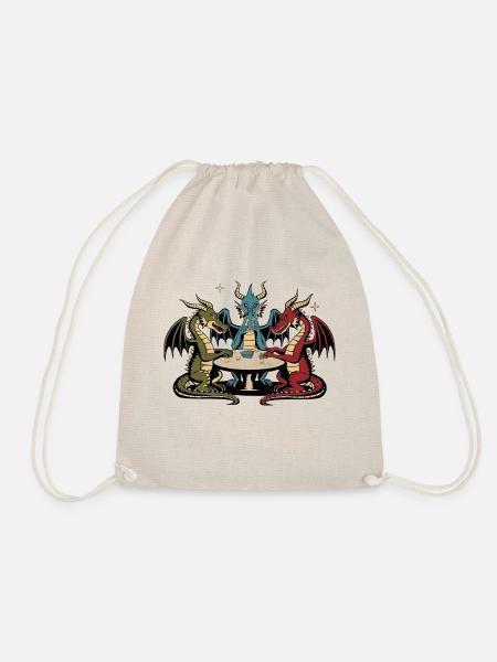 Dragons playing cards - Drawstring Bag - nature