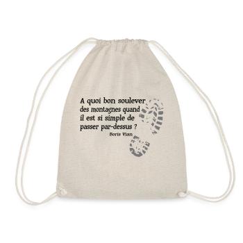 Boris Vian "What good move mountains - Drawstring Bag - nature - Front