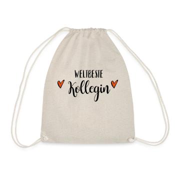 beste kollegin welt büro abschied Geschenk - Turnbeutel - Natur - Vorne