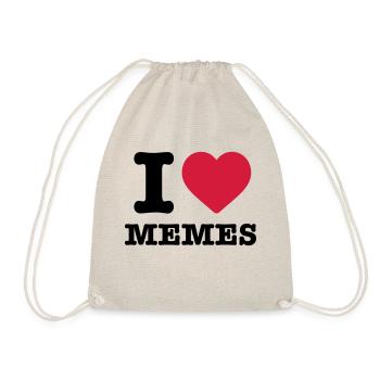 I love Memes Herz rot Spruch Sprüche Meme Geschenk - Turnbeutel - Natur - Vorne