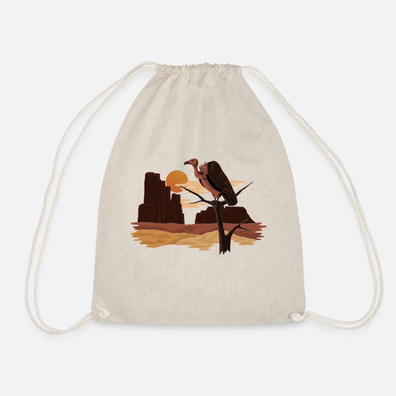 Vultures in a desert - Drawstring Bag - nature