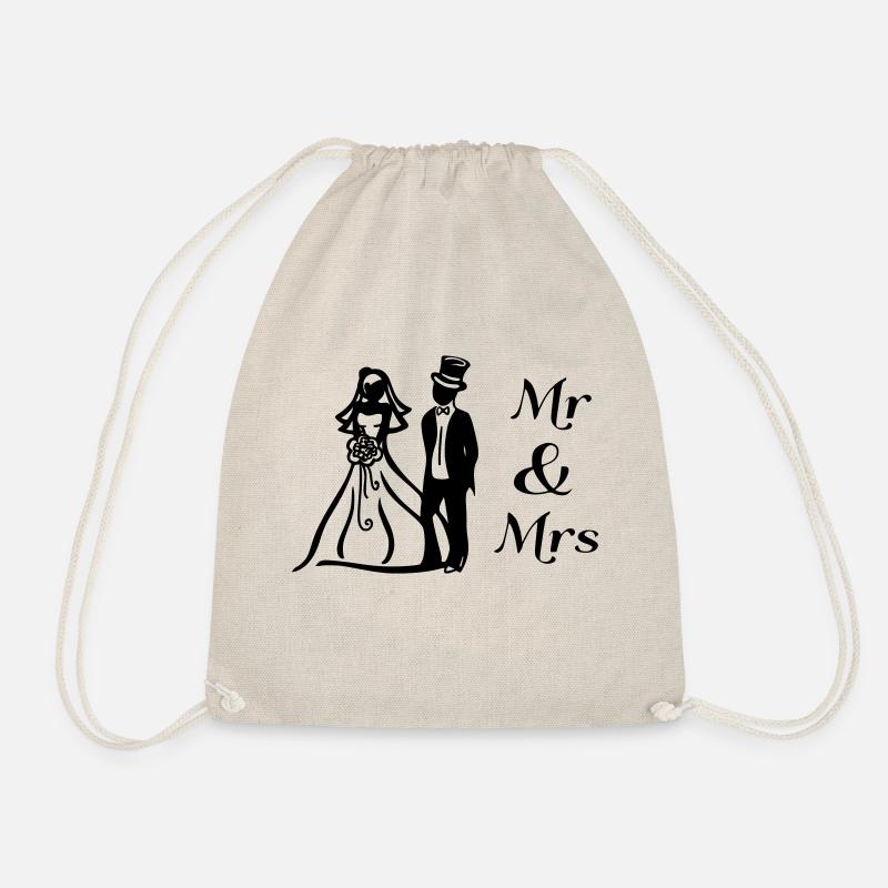 Mr & Mrs - Drawstring Bag - nature