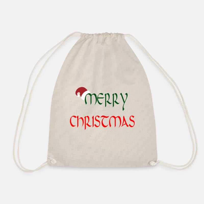 Merry Christmas. Merry Christmas - Drawstring Bag - nature