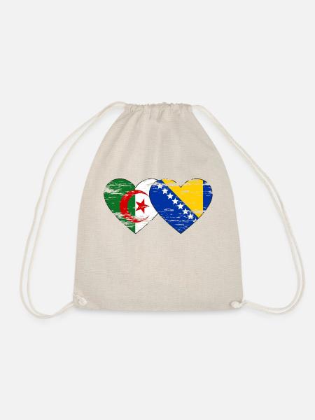 Algérie Bosnie drapeau coeur utilisé - Sac de sport léger - nature