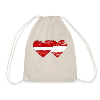 Latvia Austria Flag Heart Used - Drawstring Bag - nature - Front