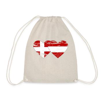 Denmark Austria Flag Heart Used - Drawstring Bag - nature - Front