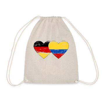 Germany Colombia Flag Heart Used - Drawstring Bag - nature - Front
