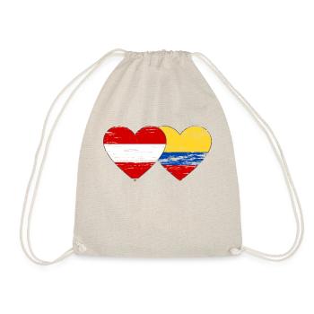 Austria Colombia Flag Heart Used - Drawstring Bag - nature - Front