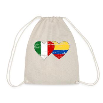 Italy Colombia Flag Heart - Drawstring Bag - nature - Front