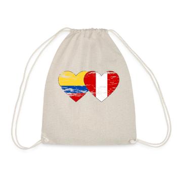 Colombia Peru Flag Heart Used - Drawstring Bag - nature - Front