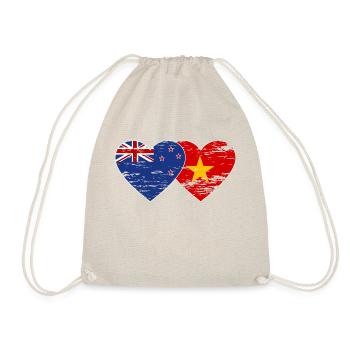 Neuseeland Vietnam Flagge Herz used - Turnbeutel - Natur - Vorne
