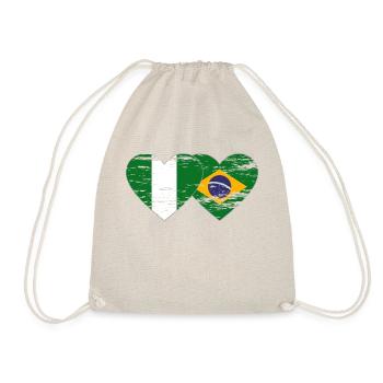 Nigeria Brazil Flag Heart used - Drawstring Bag - nature - Front