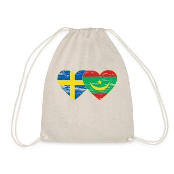 Sweden Mauritania Flag Heart Used - Drawstring Bag - nature - Front
