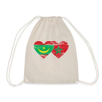 Mauritania Morocco Flag Heart used - Drawstring Bag - nature - Front