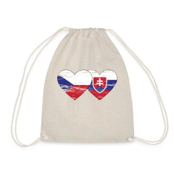 Tschechien Slowakei Flagge Herz used - Turnbeutel - Natur - Vorne