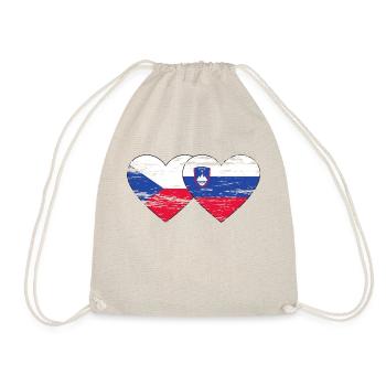 Czech Republic Slovenia flag heart used - Drawstring Bag - nature - Front