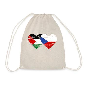 Palestine Czech Republic flag heart used - Drawstring Bag - nature - Front