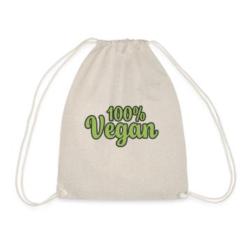 "100% Vegan" Schrift - Turnbeutel - Natur - Vorne