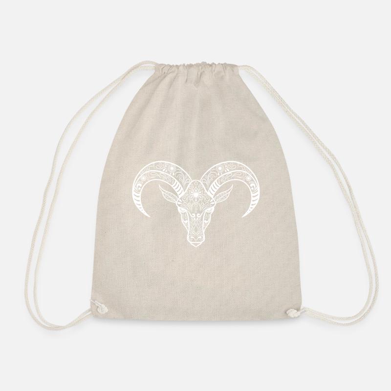 Sugarskull Aries - Drawstring Bag - nature