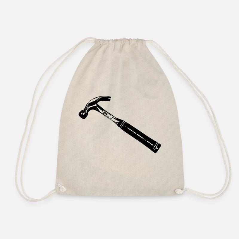 Hammer T-shirt, carpenter work, Self Employed, - Drawstring Bag - nature