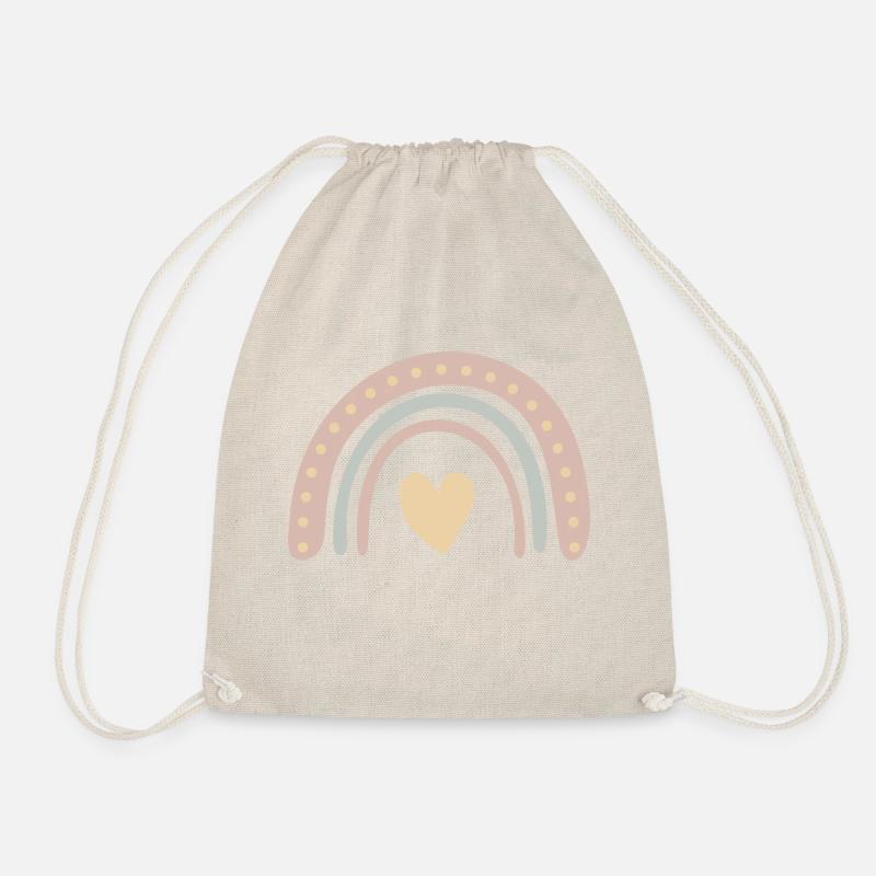 Regenbogen Rosa Herz - Turnbeutel - Natur
