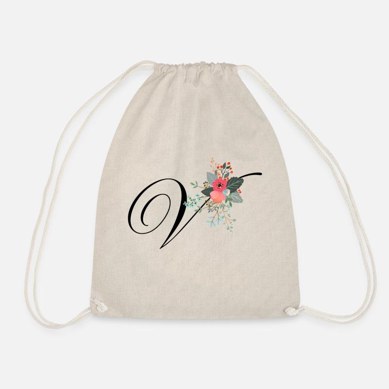 Buchstabe v Blumen - Turnbeutel - Natur