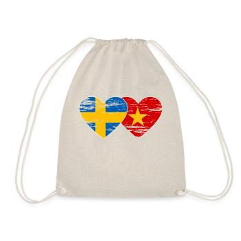Schweden Vietnam Flagge Herz used - Turnbeutel - Natur - Vorne