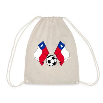 Zwei Chile-Flaggen mit einem Fußball Chile - Turnbeutel - Natur - Vorne