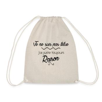 Je ne suis pas tetue - Sac de sport léger - nature - Devant