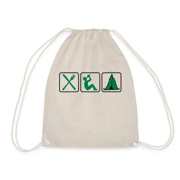 Eat Drink camp tent tents drinking alcohol beer pa - Drawstring Bag - nature - Front
