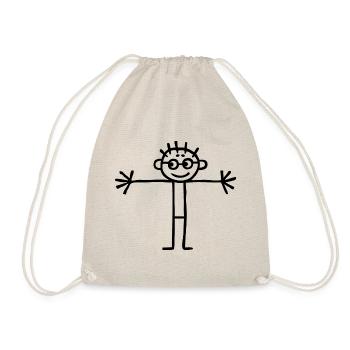 Children's picture stick figure boy boy schoolchild - Drawstring Bag - nature - Front