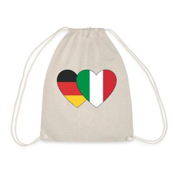 german Italian love with 2 hearts without limits - Drawstring Bag - nature - Front
