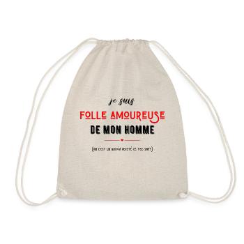 je suis folle amoureuse de mon homme - Sac de sport léger - nature - Devant
