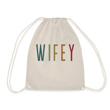 Retro Wifey Matching Paar Hochzeitsfeier Ehe - Turnbeutel - Natur - Vorne